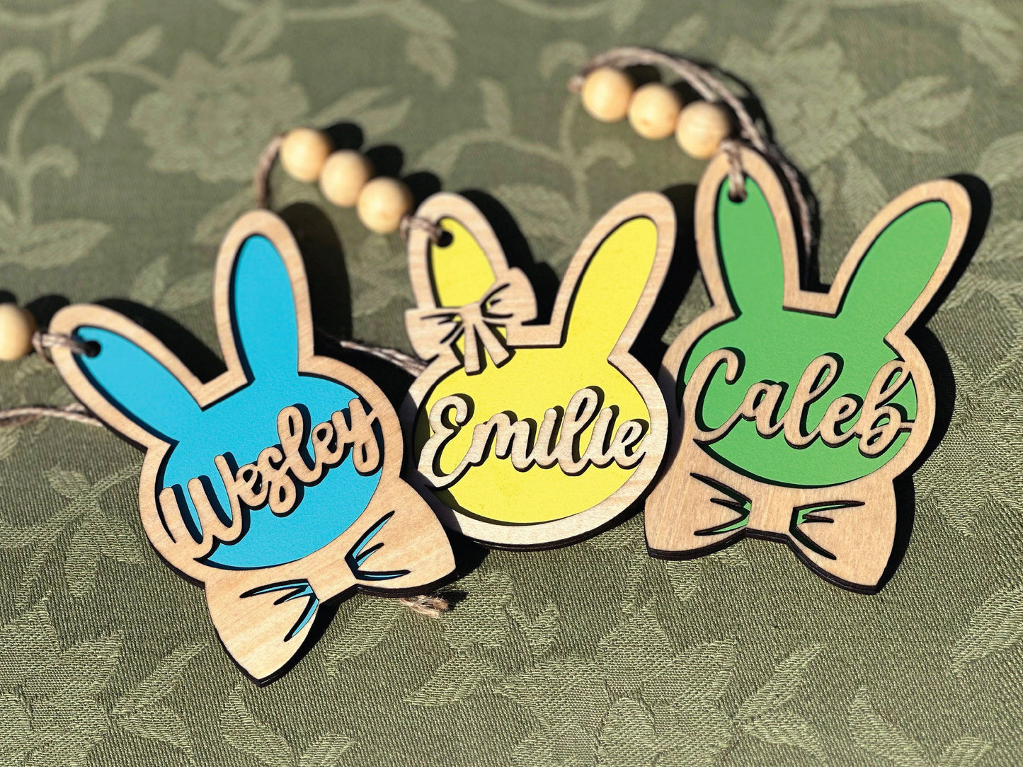 Personalized Wooden Easter Bunny Basket Tag
