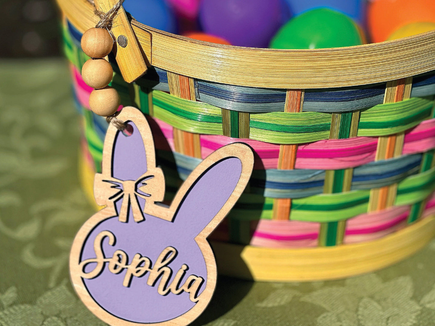 Personalized Wooden Easter Bunny Basket Tag