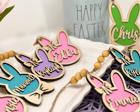 Personalized Wooden Easter Bunny Basket Tag