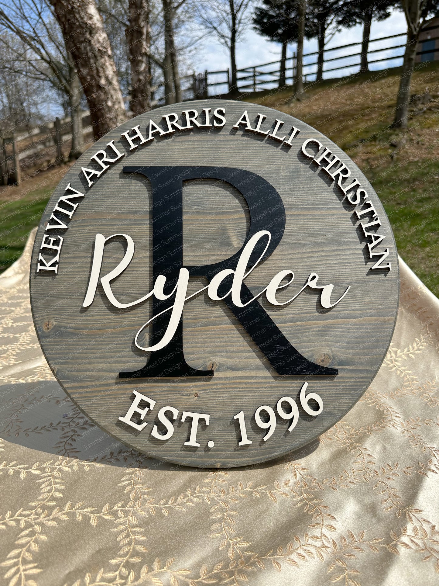 Circular Family Monogram Sign